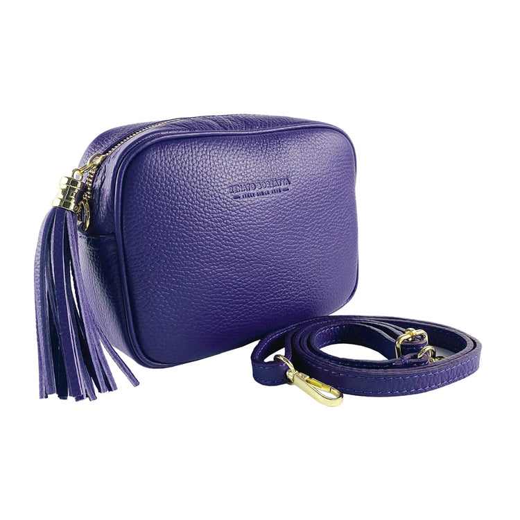 Stylish purple mini borsetta da donna with tassel and strap