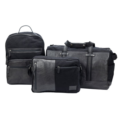 K0024AB | Borsone da Viaggio in Canvas/Vera Pelle, pieno fiore, volanata - Colore Nero. Accessori Nickel Anticato, Chiusura con lampo. Dimensioni: cm 48 x 31 x 22 - Confezione: Sacchetto Tnt-4