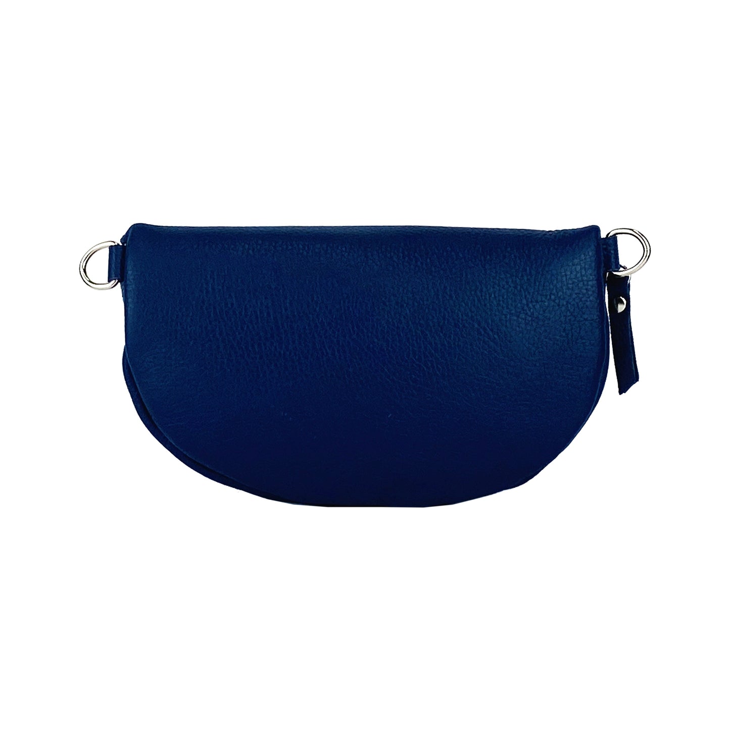 RB1015D | Marsupio con tracolla removibile in Vera Pelle Made in Italy. Attacchi con moschettoni in metallo Nickel Lucido - Colore Blu - Dimensioni: 24 x 14 x 7-2