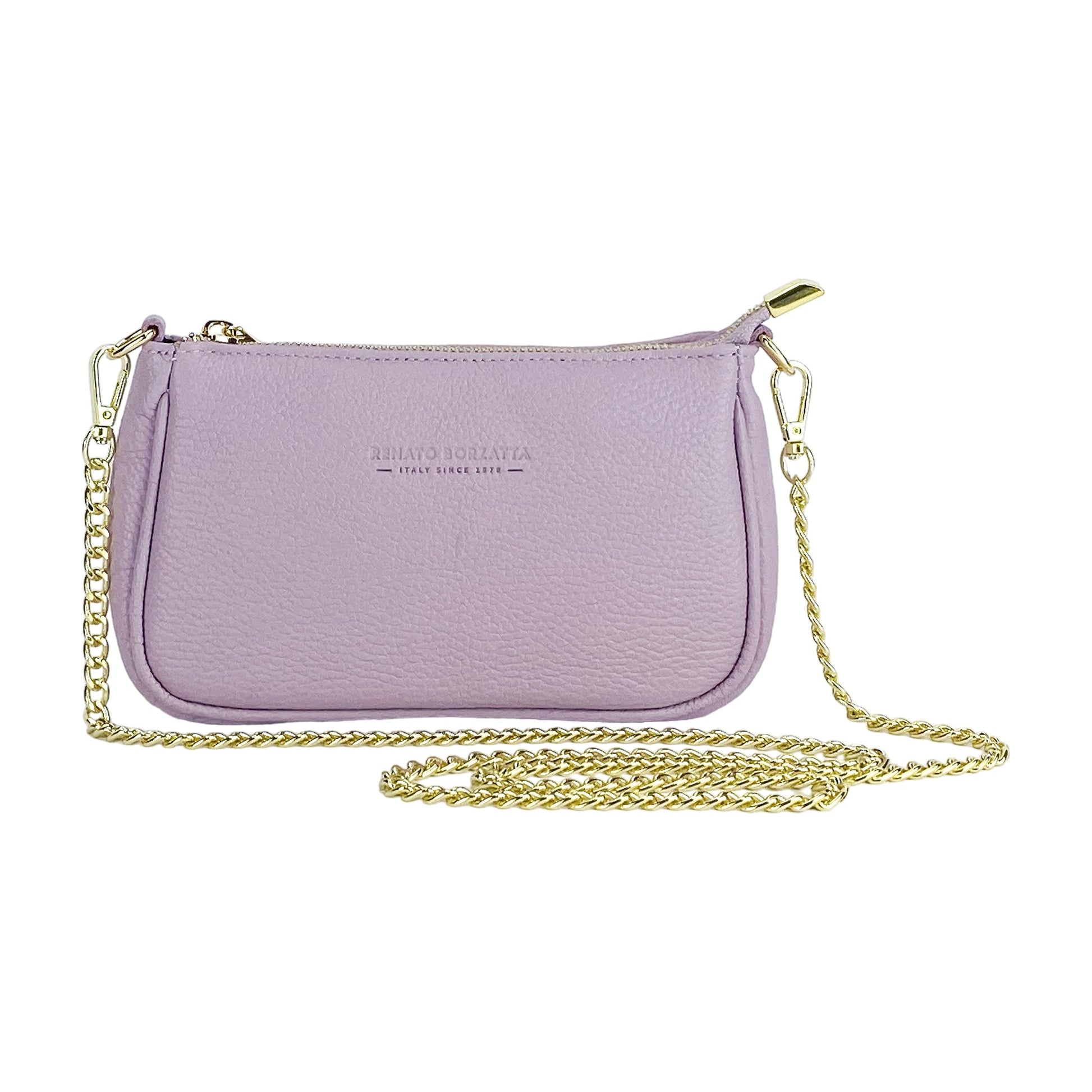 RENATO BORZATTA - Borsa Piccola in Vera Pelle Made in Italy con Tracolla a catena removibile.-1