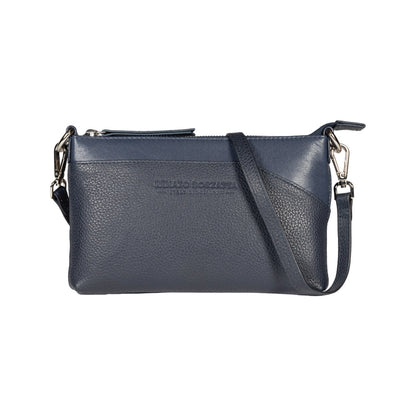 RB2003D | Borsa a Tracolla/Polso in Vera Pelle pieno fiore, grana dollaro/leggera. Tracolla e maniglia removibili. Colore Blu. Dimensioni: cm 22 x 14 x 2,5. Confezione: Sacchetto in Tessuto non Tessuto-0