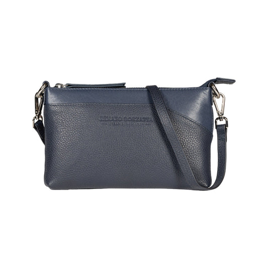 RB2003D | Borsa a Tracolla/Polso in Vera Pelle pieno fiore, grana dollaro/leggera. Tracolla e maniglia removibili. Colore Blu. Dimensioni: cm 22 x 14 x 2,5. Confezione: Sacchetto in Tessuto non Tessuto-0